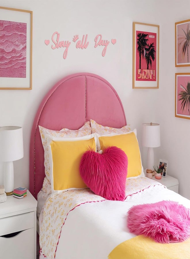 Longan Craft Slay All Day Sign for Girls Room Decor, Preppy Room Decor Aesthetic Funny Stuff for Girls Pink Wall Art Wooden Sign for Teen Girl Bedroom Dorm Home Apartment - Image 5