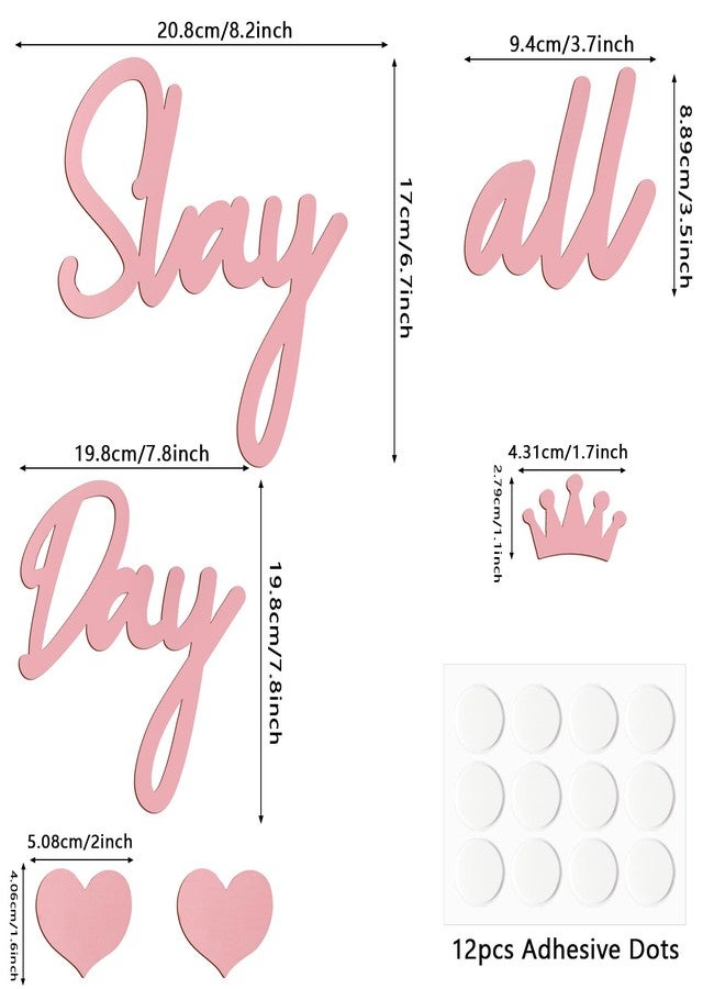 Longan Craft Slay All Day Sign for Girls Room Decor, Preppy Room Decor Aesthetic Funny Stuff for Girls Pink Wall Art Wooden Sign for Teen Girl Bedroom Dorm Home Apartment - Image 2