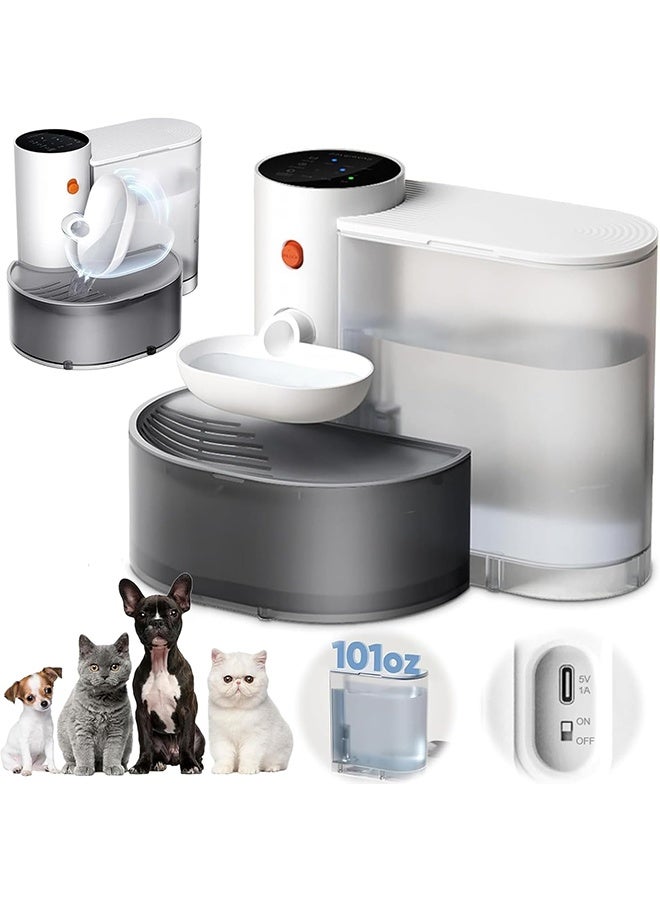 Beauenty Smart Cat Water Fountain with Self-Refill Tipping Sewage Separation Pet Water Dispenser (White, A) - Image 1