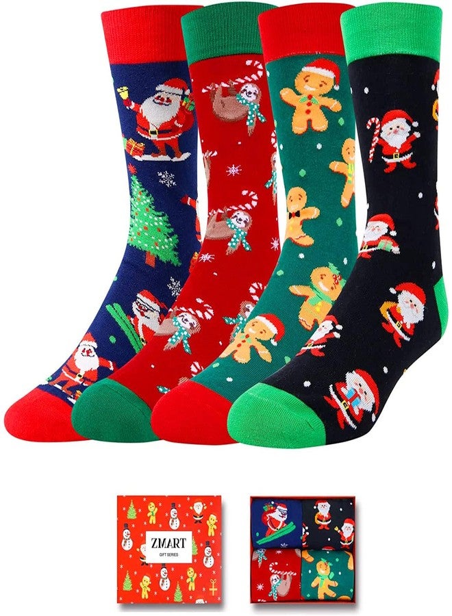 Zmart Christmas Socks for Men - Secret Santa Gifts Xmas Stocking Stuffers 4 Pack for Teen Boy Adult - Image 1