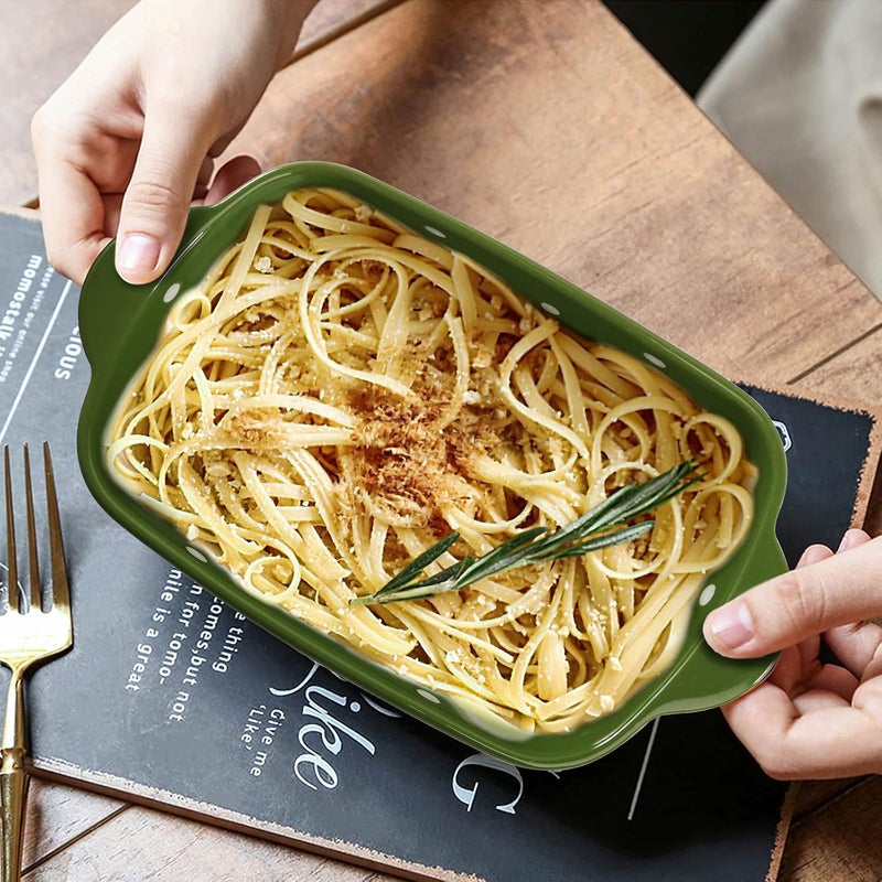 AVLA Set of 4 Ceramic Small Casserole Dishes 7x5 Porcelain Roasting Lasagna Pan Individual Casserole Dishes Bakeware with Handle Rectangular Dish Ceramic Baking Dish for Oven 20 Oz Polka Dot Assorted Color - Image 5