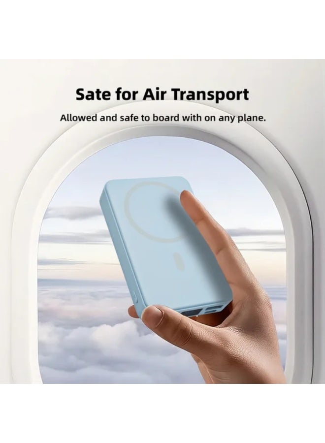 دريمزون بنك طاقة لاسلكي MagSafe بسعة 10000 مللي أمبير في الساعة لهاتف iPhone 14/13/12 - شاحن مغناطيسي محمول مع شحن لاسلكي سريع، مدخل/مخرج USB-C، تصميم نحيف وخفيف الوزن - بطارية احتياطية سهلة السفر - أبيض - Image 2