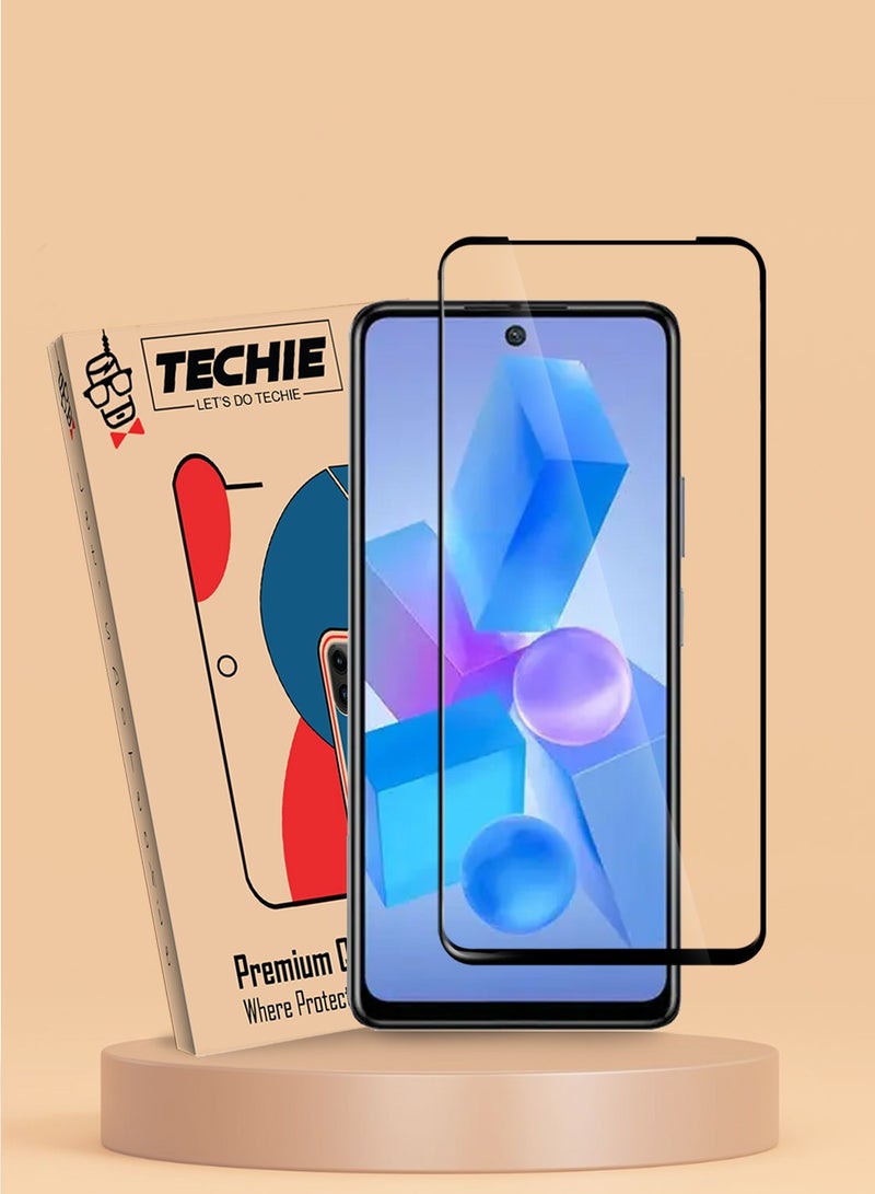 Techie Full Cover 10H Hardness HD Tempered Glass Screen Protector for Infinix Hot 40 / Hot 40 Pro - Anti-Scratch, Anti-Fingerprint, and Bubbles Free Technology - Image 1