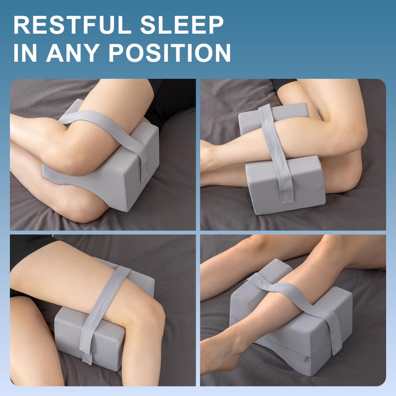 UJPFEO Knee Pillow for Side Sleepers,Leg Pillow for Sciatica,Back,HIPS,Knees,Joints Pain Relief,Pillows for Between Legs While Sleeping Spine Alignment Support & Relieves Pressure,Basic Strap,Arctic Gray - Image 5