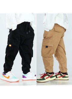 mini panda Toddler Pants Black Pants Toddler Boys Or Girls Little Boy Pants 2Pieces (5T Blackkhaki)  - Image 3