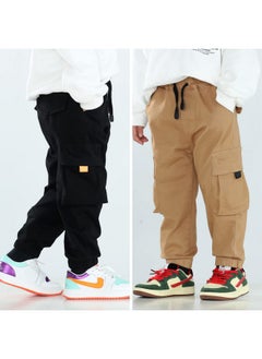 mini panda Toddler Pants Black Pants Toddler Boys Or Girls Little Boy Pants 2Pieces (5T Blackkhaki)  - Image 5