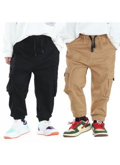 mini panda Toddler Pants Black Pants Toddler Boys Or Girls Little Boy Pants 2Pieces (5T Blackkhaki)  - Image 2