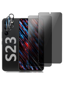 Glass Screen Protector for Galaxy S23 and Camera Lens Film, 9H Hardness Full Coverage Anti-Fingerprints Support Fingerprint Unlocking for Samsung Galaxy S23