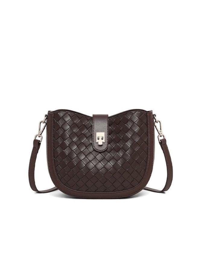 Viney Women's Cowhide Woven Commuter Bag Luxury Crossbody Shoulder Bag Birthday Gift For Girlfriend Wife - Image 4