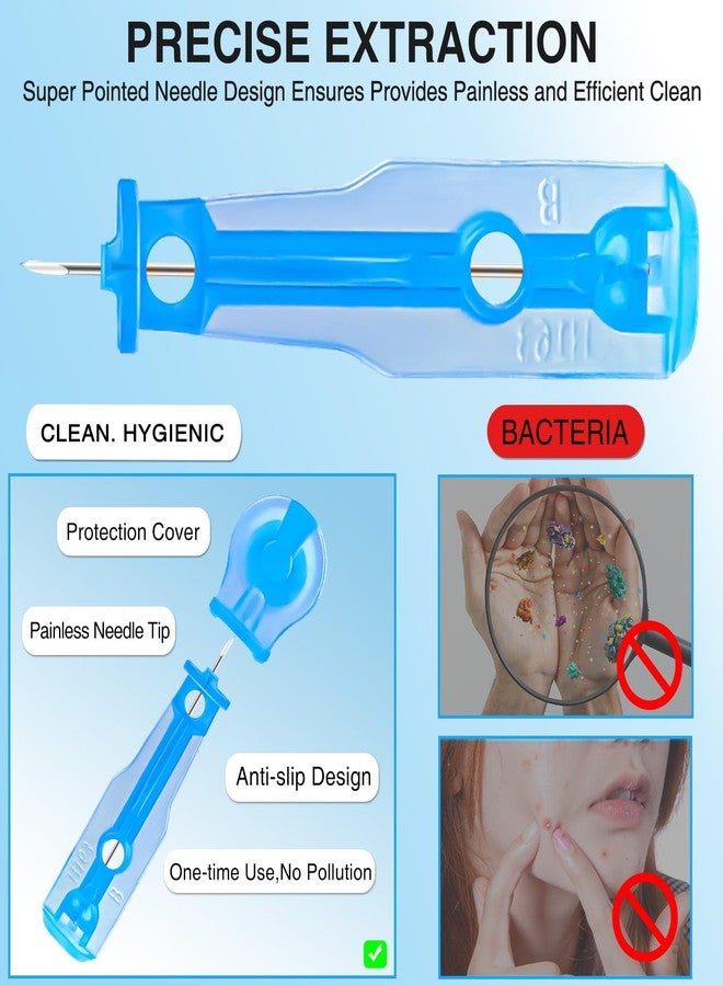 Xiuouix 60PCS Pimple Popper Kit with 72 Acne Patches, Disposable Blemish Tool for Whitehead, Blackhead, Pimple Clearing, Ultra-Fine 0.3mm Tip for Home/Travel Use (Blue) - Image 4