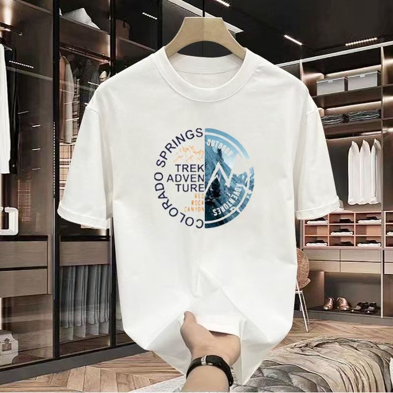 Pure Cotton Loose Hong Kong Style Short-Sleeved T-Shirt Men'S Summer Arrival Cartoon Printed National Fashion Half-Sleeved T-Shirt For Boys - Image 1