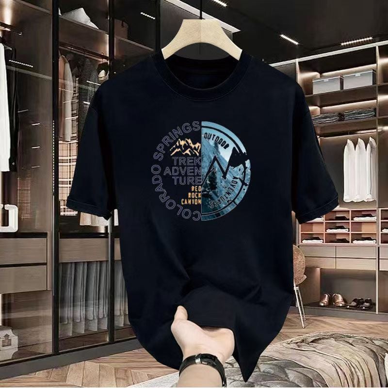 Pure Cotton Loose Hong Kong Style Short-Sleeved T-Shirt Men'S Summer Arrival Cartoon Printed National Fashion Half-Sleeved T-Shirt For Boys - Image 2