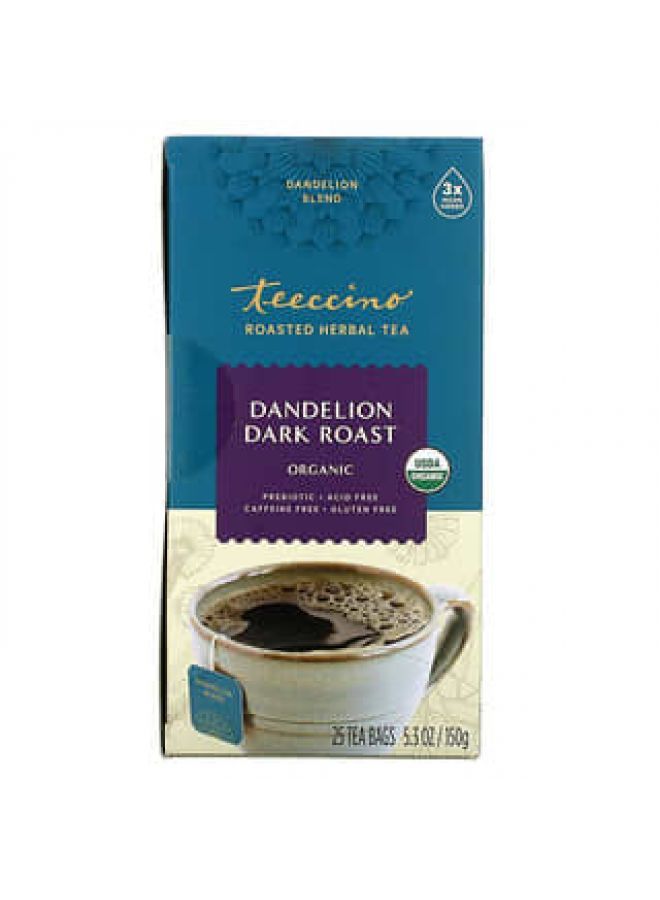 teeccino Teeccino, Organic Roasted Herbal Tea, Dandelion Dark Roast, Caffeine Free, 25 Tea Bags, 5.3 oz (150 g)  - Image 2