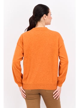 GANT Women V-Neck Knitted Cardigan, Orange  - Image 2