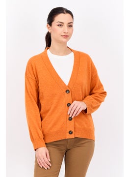 GANT Women V-Neck Knitted Cardigan, Orange  - Image 1