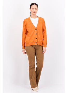 GANT Women V-Neck Knitted Cardigan, Orange  - Image 4