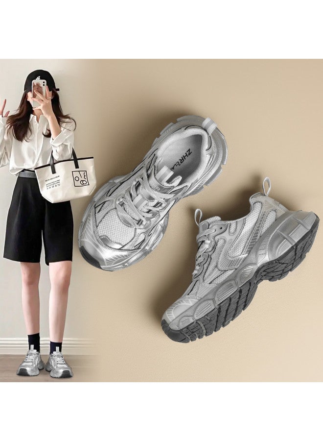 ZHR Slimming & Height-increasing】comfortable Sports Shoes For Women, Vintage Chunky Sneakers, Thick-soled Spring/autumn Casual Shoes With Soft Elasticity - Image 2