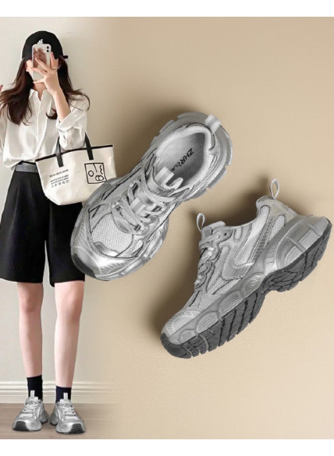 ZHR Slimming & Height-increasing】comfortable Sports Shoes For Women, Vintage Chunky Sneakers, Thick-soled Spring/autumn Casual Shoes With Soft Elasticity - Image 1