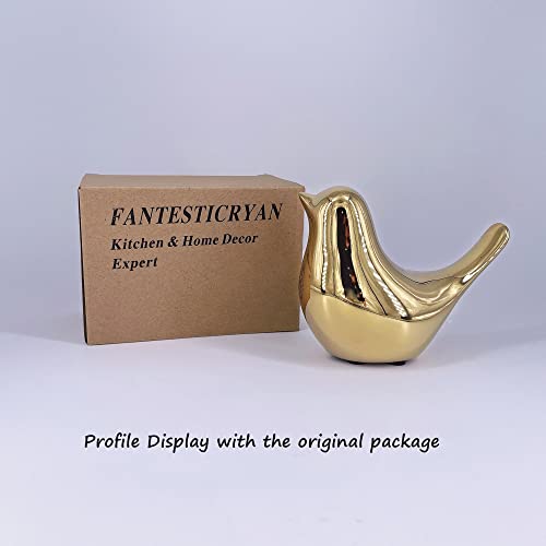 FANTESTICRYAN Small Birds Statues Gold Home Decor Modern Style Figurine Decorative Ornaments for Living Room, Bedroom, Office Desktop, Cabinets - Image 2