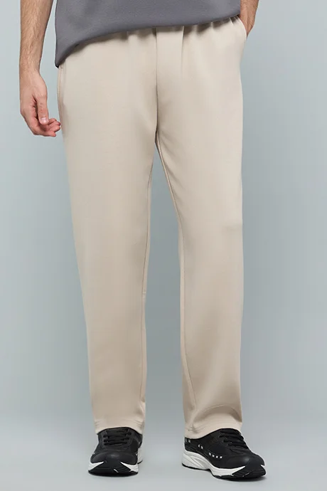 أر أند بي Solid Straight Fit Pants with Drawstring Waist