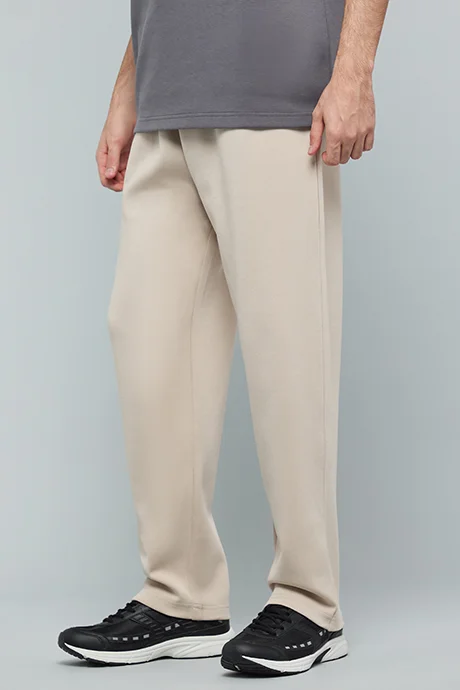 أر أند بي Solid Straight Fit Pants with Drawstring Waist