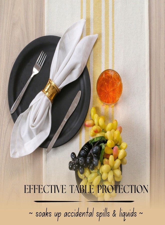 Native Fab Yellow Table Runner 72 Inches Long - Striped Table Cover with Fringes - 100% Cotton, Soft, Tight Weave, Non Slip Tablerunner for Dining, Wedding - Pale Yellow, White (14x72 inches) - Image 2