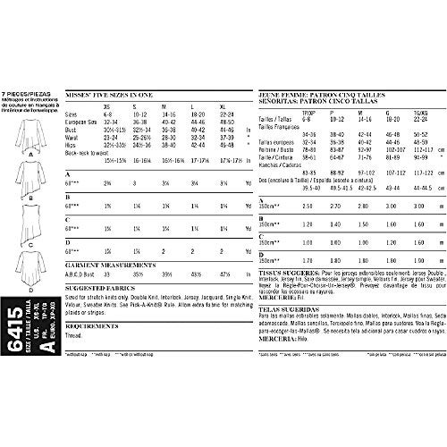 NEW LOOK Patterns Misses' Knit Tunics Size: A (XS-S-M-L-XL), 6415 - Image 3