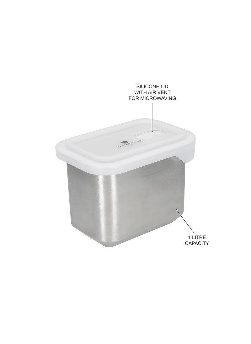 Master Class - MasterClass AllinOne Stainless Steel Container For thinKitchen with Lid Oven Freezer and Microwave Safe 1 L - Image 1