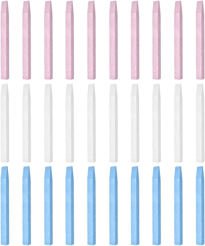 30pcs Manicure Sticks Nail File Cuticle Pusher Stone Nail File Stick Set for Home Salon Polishing and Buffing in White Red Blue Colors - Image 1