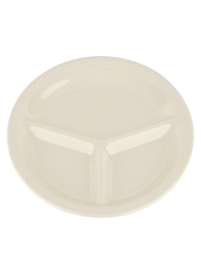 Get G.E.T. CP-10-DI Heavy-Duty 3-Compartment Divided Plastic Plates, 10.25", Diamond Ivory (Set of 12) - Image 1