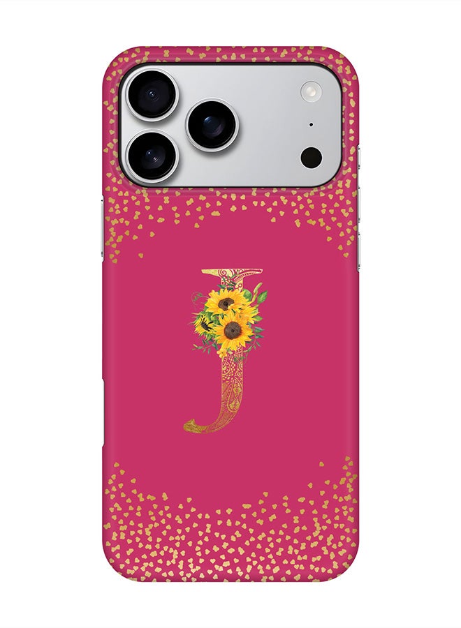 Stylizedd For iPhone 17 Pro Max,Case, [Compatible with MagSafe] Magnetic cover Slim fit Protection Matte, - Custom Floral Monogram - J ( Deep Pink )