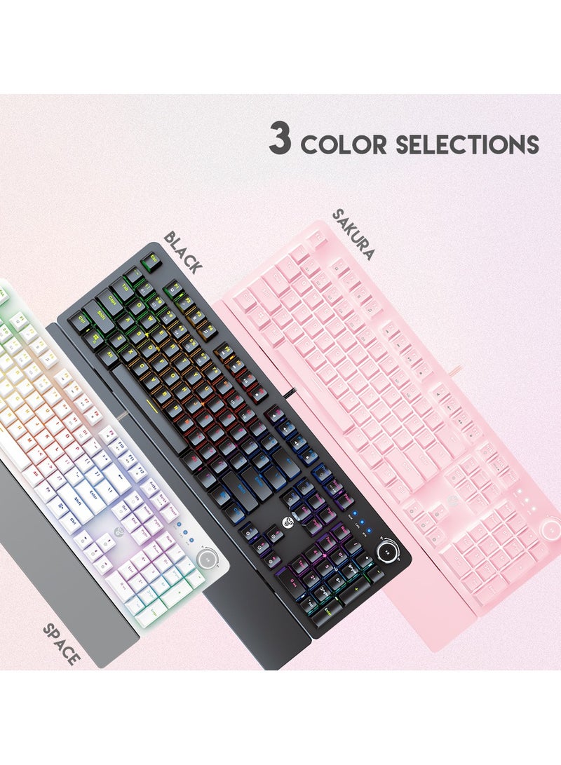 FANTECH Wired  Computer Keyboard, Full-Size Keyboard, 104-keys Mechanical Gaming Keyboard(Blue Switches), USB Plug-and-Play, 22 RGB Modes, Volume Scroll Wheel, Detachable Wrist Rest，Compatible with PC, Laptop  - Image 3