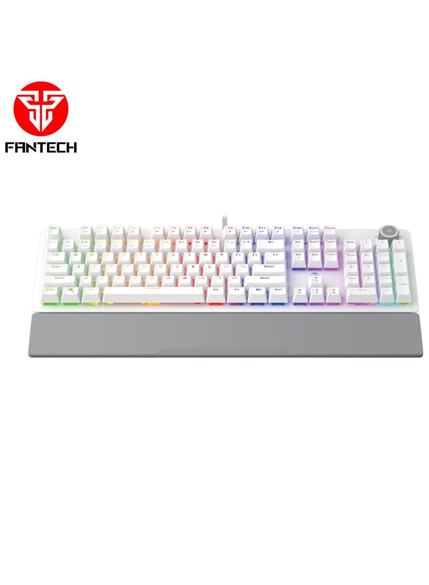 Wired Computer Keyboard, Full-Size Keyboard, 104-keys Mechanical Gaming Keyboard(Blue Switches), USB Plug-and-Play, 22 RGB Modes, Volume Scroll Wheel, Detachable Wrist Rest,Compatible with PC, Laptop