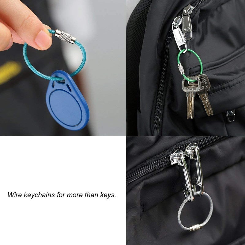 bayite Key Rings Stainless Steel Wire Keychains Lock Cable Heavy Duty Luggage Tags Loops Keepers 2mm Twist Barrel Pack of 12 (Cable length: 4 inches) - Image 4