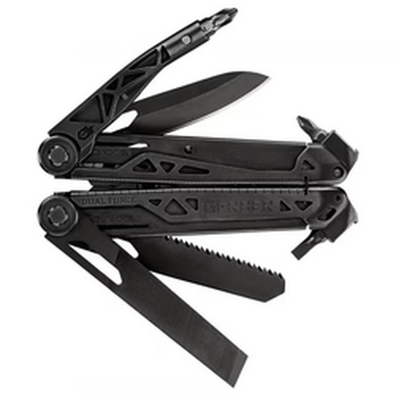Gerber Gear Dual-Force Multitool - Heavy Duty, Center Axis Driver, Blunt Nose Pliers with Saw, Wire Cutters, Bit Storage, and More - Black - Image 4