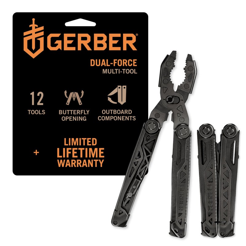 Gerber Gear Dual-Force Multitool - Heavy Duty, Center Axis Driver, Blunt Nose Pliers with Saw, Wire Cutters, Bit Storage, and More - Black - Image 1