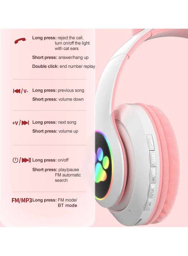 Over Ear Music Glowing Cat Ear Headphones Pink - Image 2