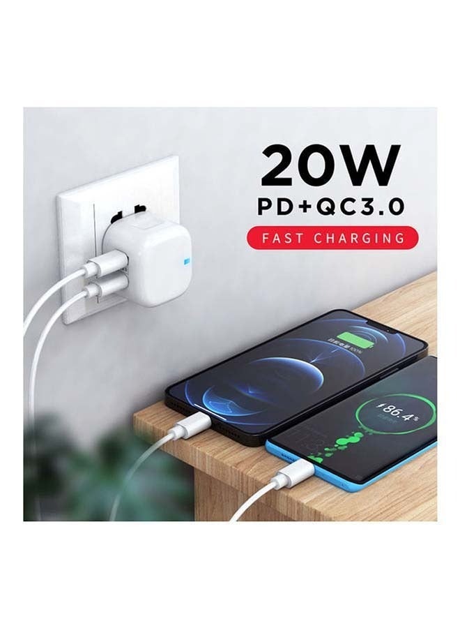 20W PD+QC3 Type C+USB A Dual Port Fast Travel Charger Power Adapter - Image 3