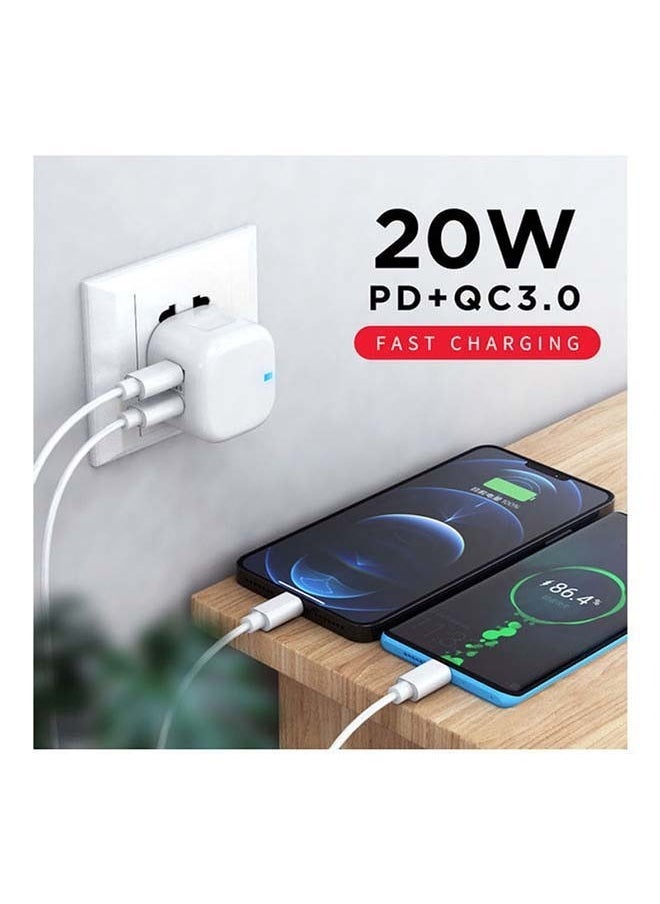 Generic - 20W PD+QC3 Type C+USB A Dual Port Fast Travel Charger Power Adapter - Image 1