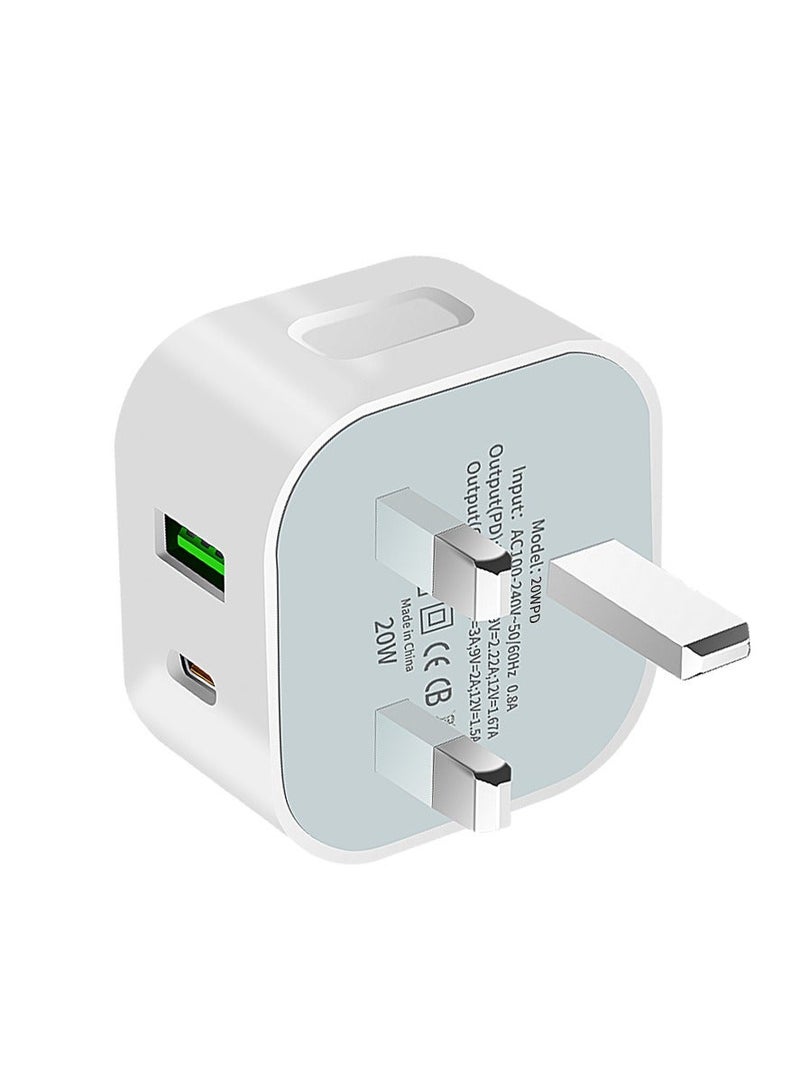 20W PD+QC3 Type C+USB A Dual Port Fast Travel Charger Power Adapter - Image 3