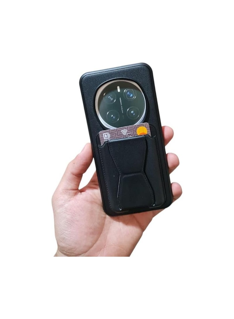 جراب هاتف Honor Magic 7 pro متعدد الوظائف بحامل مغناطيسي عمودي وأفقي رفيع وجذاب مصنوع من السيليكون الواقي - أسود