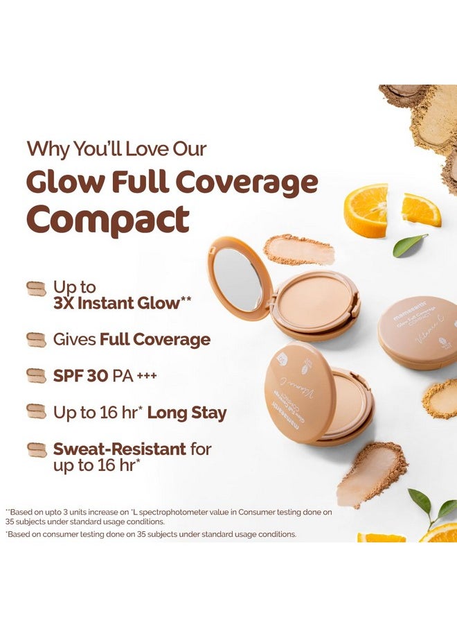 Glow Full Coverage Compact For All Skin Types Spf 30 For Up To 3X Instant Glow-9 G Even Toned Complexion Mattifying Up To 16-Hour Oil Control & Sweat-Resistant (Creme Glow),Cream
