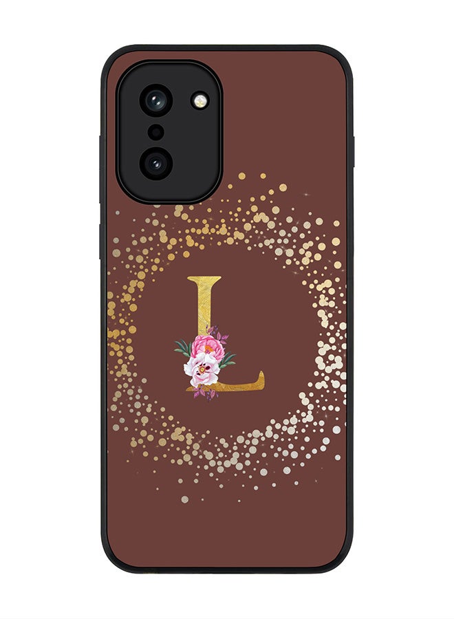 For OnePlus 15R Case,Slim fit Camera Protection, Shockproof Thin Phone cover - Custom Monogram Floral - L (Brown )