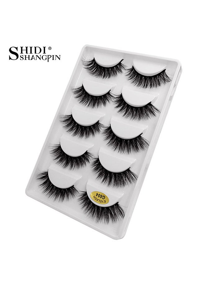 Shidi Shangpin - 5 Pairs Of Long Fake Eye Lashes 3D False Eyelashes Natural Lashes For Eye Makeup - Image 1