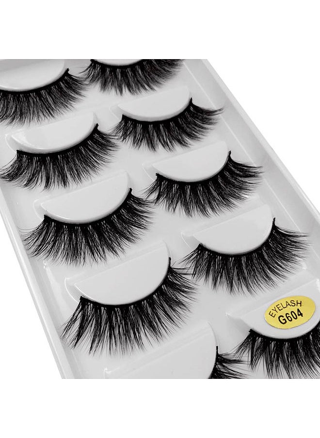 Shidi Shangpin - 5 Pairs Of Long Fake Eye Lashes 3D False Eyelashes Natural Lashes For Eye Makeup - Image 1