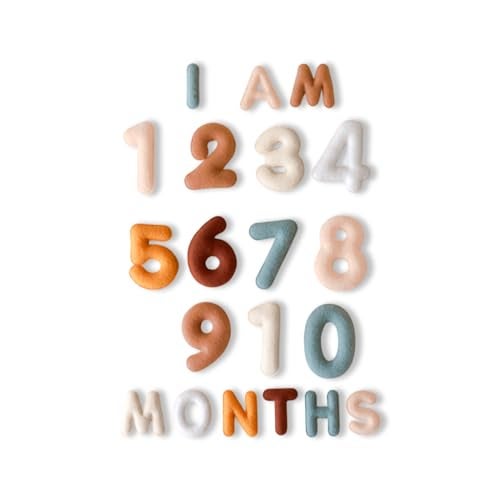Lucy Darling Felt Baby Monthly Milestone Numbers – Signs & Photo Props – Soft Letters & Numbers for Baby Announcement, Newborn Photography – Neutral - Image 1