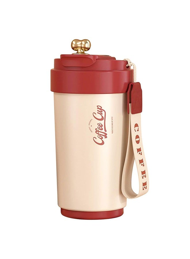 Peachjoy 15 Oz Travel Mug Insulated Coffee Cup, Vacuum Flask, Reusable Stainless Steel Thermos with Leak-Proof Lid, Temperature Display, Travel Coffee Mug for Hot and Cold Drinks(Red) - Image 1