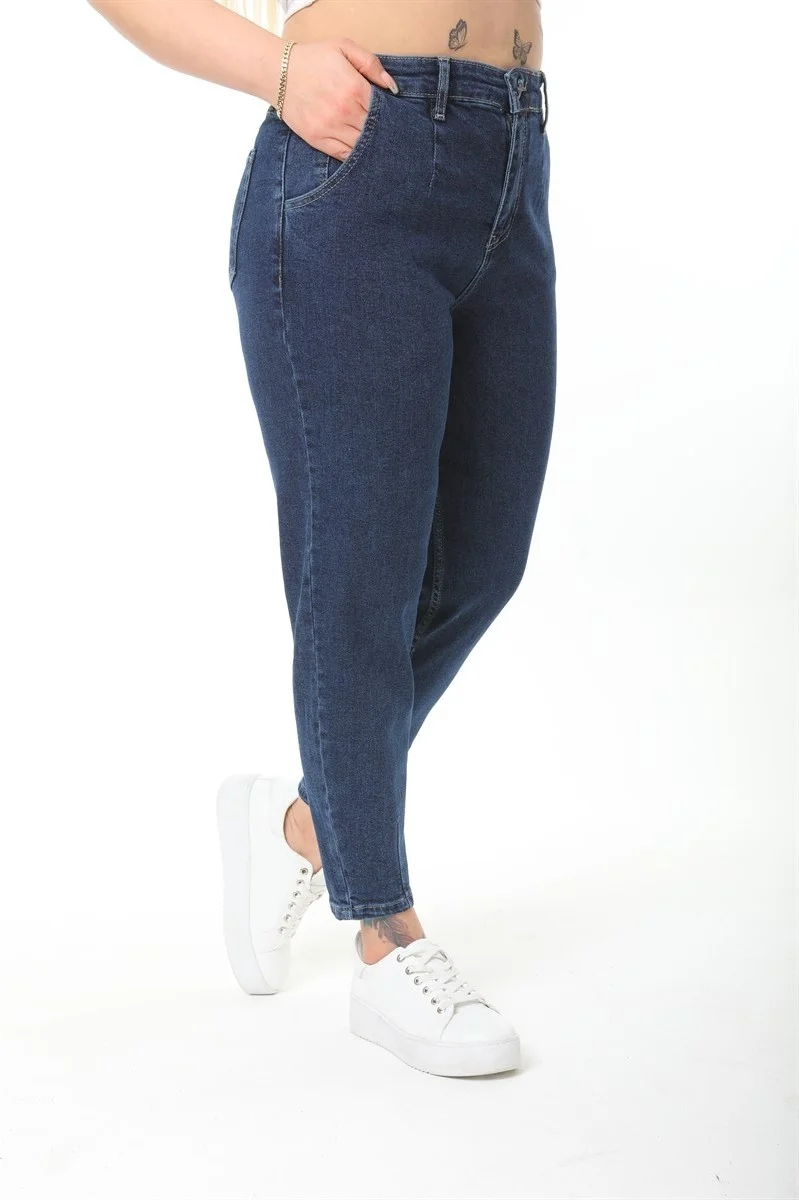 Cedy Denim Women's Plus Size Pleated Mom Jeans C600