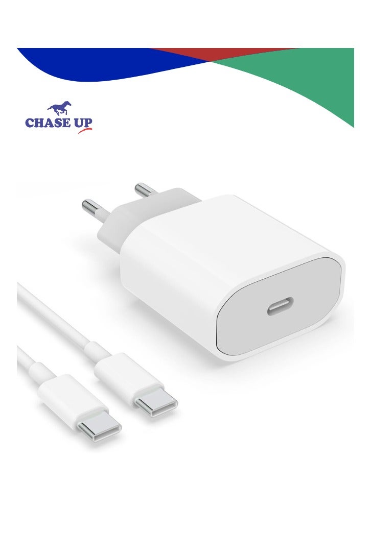 Chase Up 20W USB C Fast Charger with USB C to USB C Cable 1m for iPhone 16/16 Pro/16 Pro Max/15/15 Pro/15 Pro Max/15 Plus, iPad Pro/Air, USBC Plug Head Charging Adapter Type C Wall Charged Current - Image 1