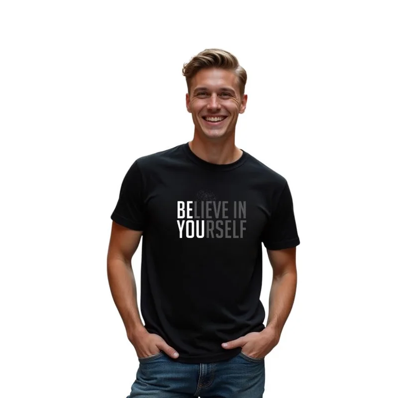 نوبيرو Black Cotton Regular Fit T-Shirt for Men